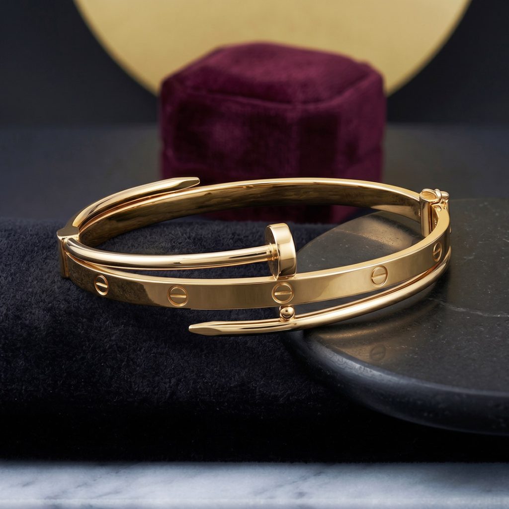Cartier-Style-Yellow-Gold-Bangle